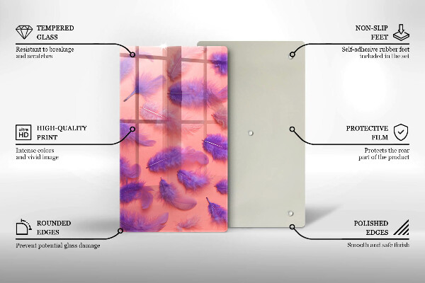 Glas Herdabdeckplatte Flauschige Federn