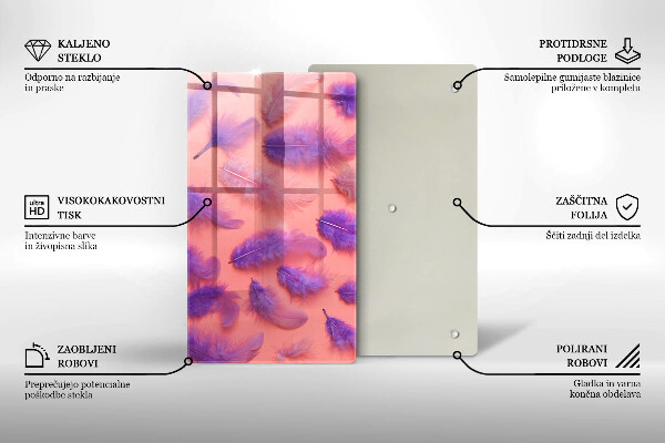 Glas Herdabdeckplatte Flauschige Federn