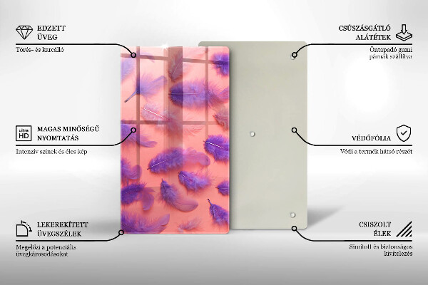 Glas Herdabdeckplatte Flauschige Federn