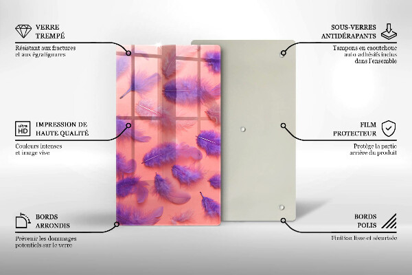 Glas Herdabdeckplatte Flauschige Federn