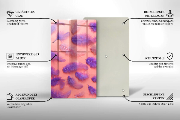 Glas Herdabdeckplatte Flauschige Federn