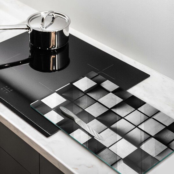 Glas Ceranfeldabdeckung Spritzschutz Abstrakte 3D-Quadrate