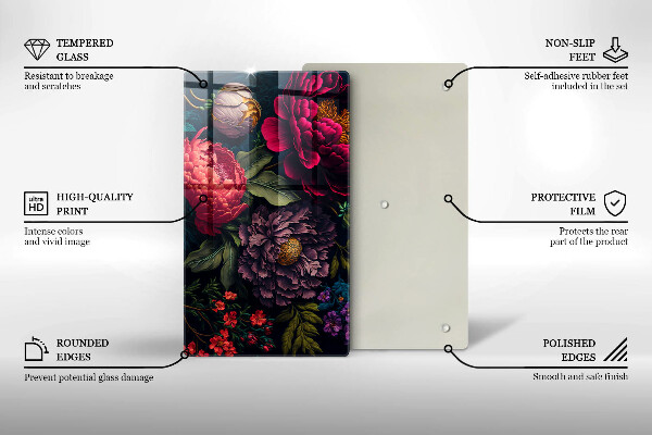 Glas Herdabdeckplatte Schöne Blumen