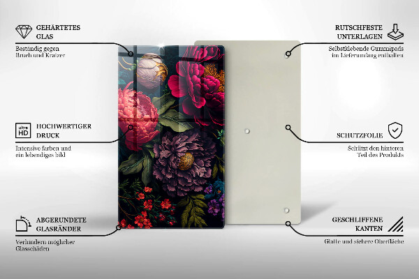 Glas Herdabdeckplatte Schöne Blumen