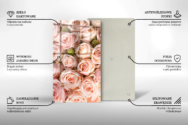 Glas Ceranfeldabdeckung Spritzschutz Strauß zarter Rosen
