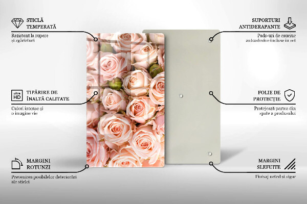 Glas Ceranfeldabdeckung Spritzschutz Strauß zarter Rosen