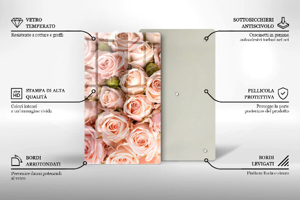 Glas Ceranfeldabdeckung Spritzschutz Strauß zarter Rosen