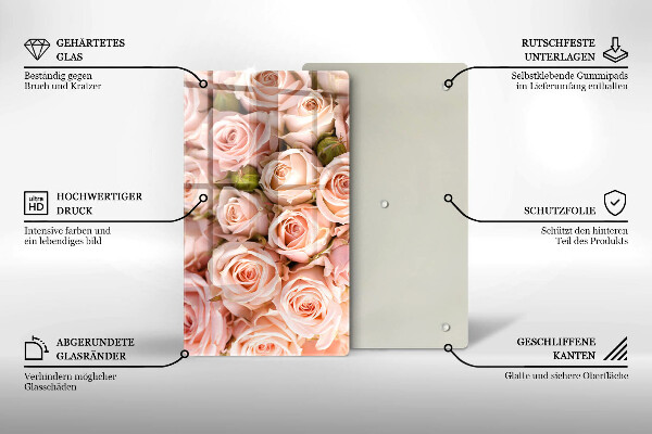 Glas Ceranfeldabdeckung Spritzschutz Strauß zarter Rosen