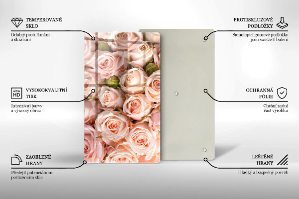 Glas Ceranfeldabdeckung Spritzschutz Strauß zarter Rosen
