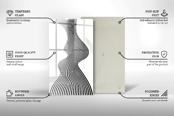Glas Herdabdeckplatte Lineare Abstraktion