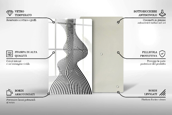 Glas Herdabdeckplatte Lineare Abstraktion