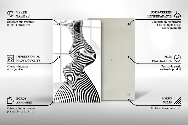 Glas Herdabdeckplatte Lineare Abstraktion
