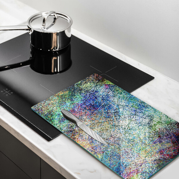 Glas Ceranfeldabdeckung Spritzschutz Bunte Linienabstraktion