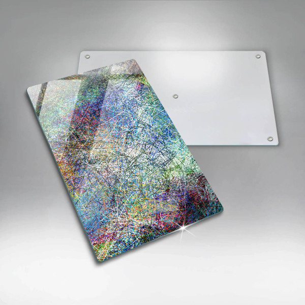 Glas Ceranfeldabdeckung Spritzschutz Bunte Linienabstraktion