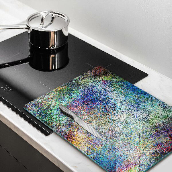 Glas Ceranfeldabdeckung Spritzschutz Bunte Linienabstraktion