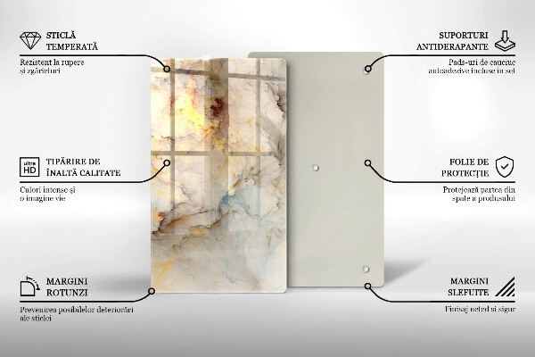 Glas Herdabdeckplatte Marmorstruktur mit Gold
