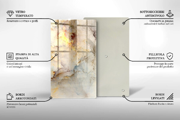 Glas Herdabdeckplatte Marmorstruktur mit Gold