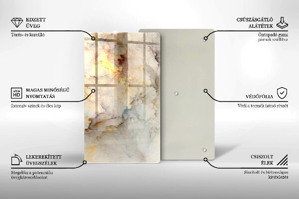 Glas Herdabdeckplatte Marmorstruktur mit Gold
