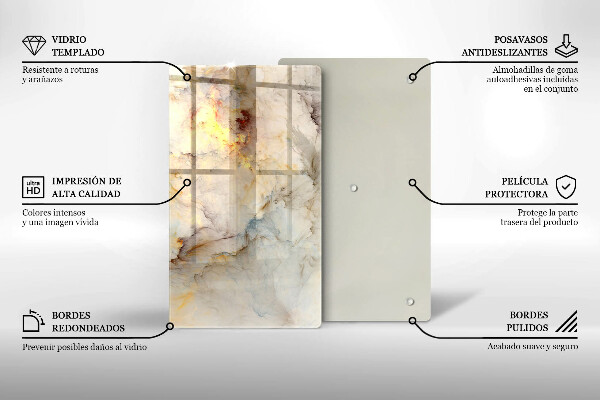 Glas Herdabdeckplatte Marmorstruktur mit Gold