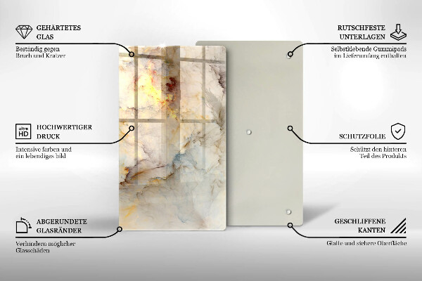 Glas Herdabdeckplatte Marmorstruktur mit Gold