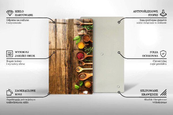 Glas Ceranfeldabdeckung Spritzschutz Holzlöffel mit Gewürzen