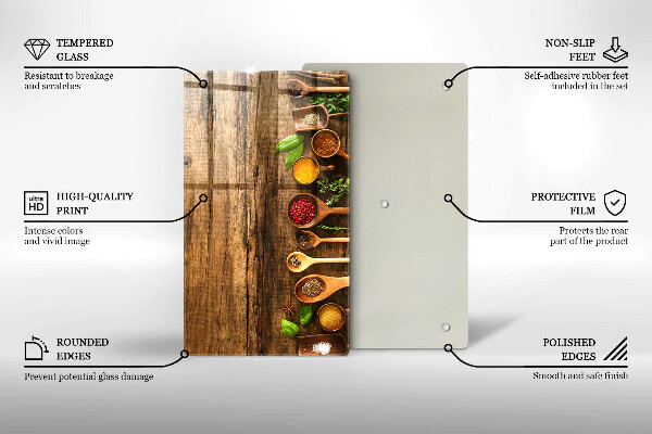 Glas Ceranfeldabdeckung Spritzschutz Holzlöffel mit Gewürzen
