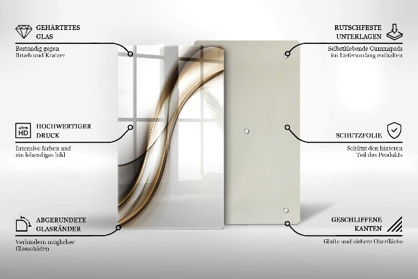 Glas Ceranfeldabdeckung Spritzschutz Weiche Linien Abstraktion