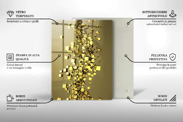 Glas Ceranfeldabdeckung Spritzschutz Abstraktion von 3D-Formen