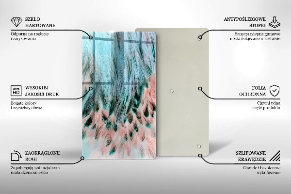 Glas Ceranfeldabdeckung Spritzschutz Boho-Vogelfedern