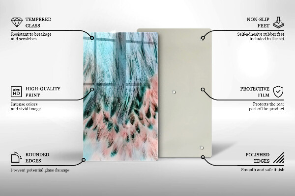 Glas Ceranfeldabdeckung Spritzschutz Boho-Vogelfedern