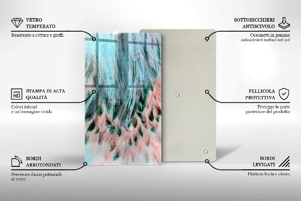 Glas Ceranfeldabdeckung Spritzschutz Boho-Vogelfedern