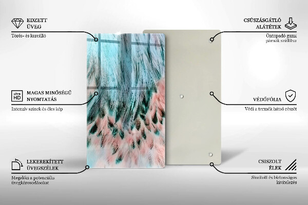 Glas Ceranfeldabdeckung Spritzschutz Boho-Vogelfedern