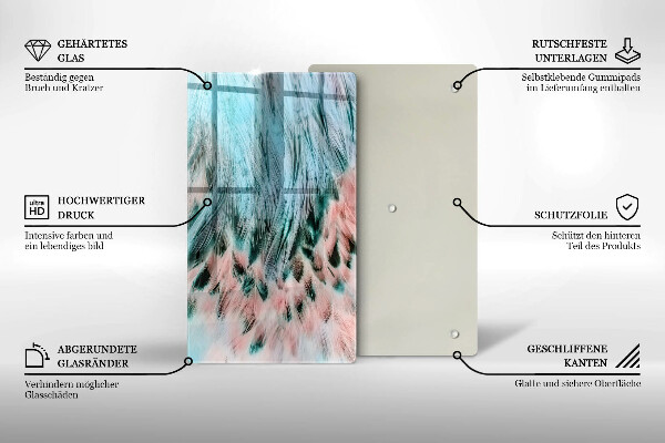 Glas Ceranfeldabdeckung Spritzschutz Boho-Vogelfedern
