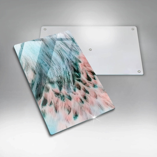 Glas Ceranfeldabdeckung Spritzschutz Boho-Vogelfedern