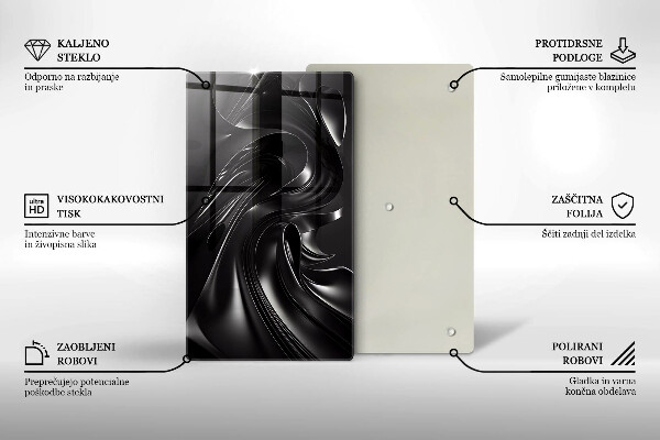 Glas Herdabdeckplatte Abstrakte schwarze Masse
