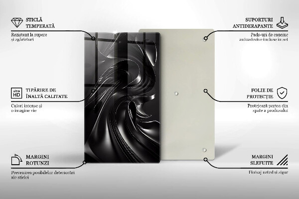 Glas Herdabdeckplatte Abstrakte schwarze Masse