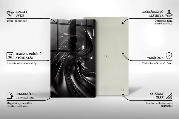Glas Herdabdeckplatte Abstrakte schwarze Masse