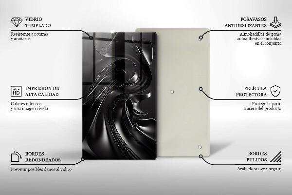 Glas Herdabdeckplatte Abstrakte schwarze Masse