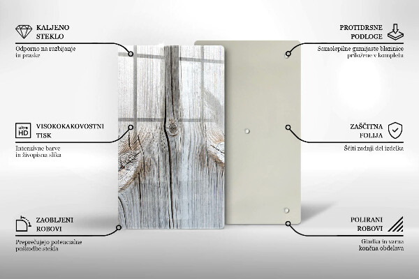 Glas Herdabdeckplatte Helle Holzstruktur