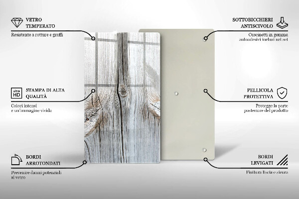 Glas Herdabdeckplatte Helle Holzstruktur