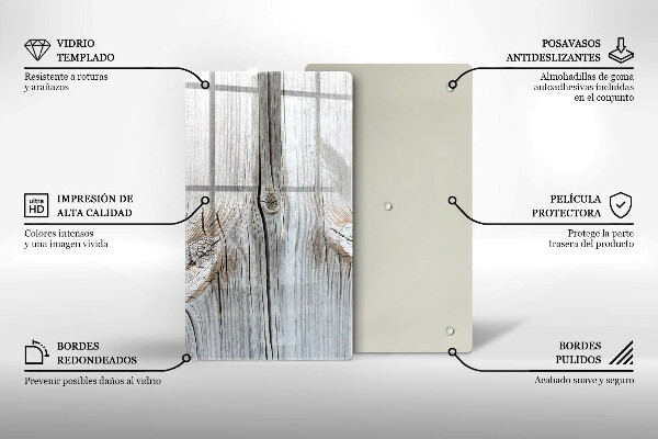 Glas Herdabdeckplatte Helle Holzstruktur