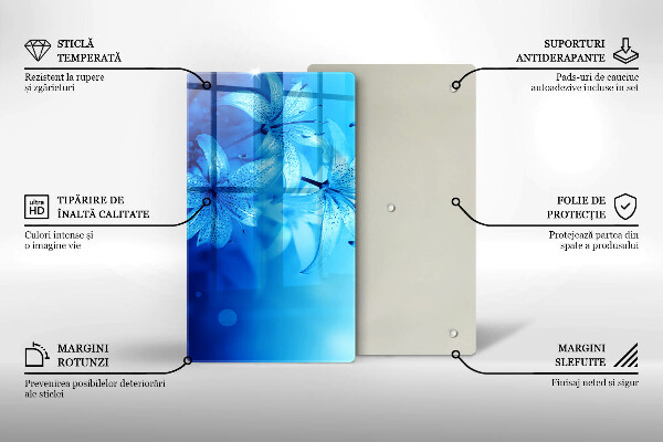 Glas Herdabdeckplatte Blaue Blumen