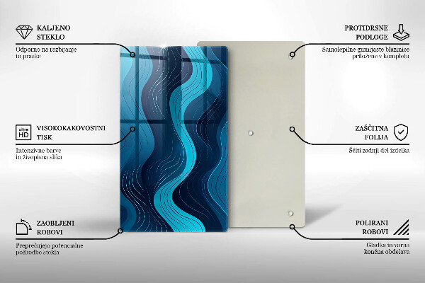Glas Herdabdeckplatte Abstrakte Wellen