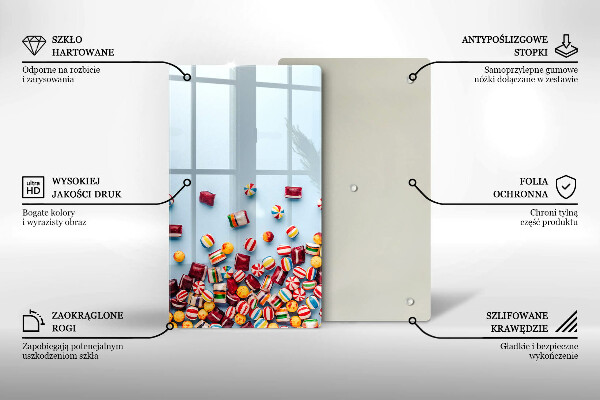 Glas Herdabdeckplatte Bunte Bonbons