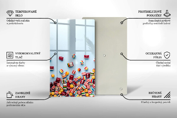 Glas Herdabdeckplatte Bunte Bonbons