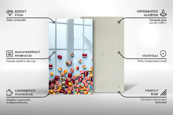 Glas Herdabdeckplatte Bunte Bonbons