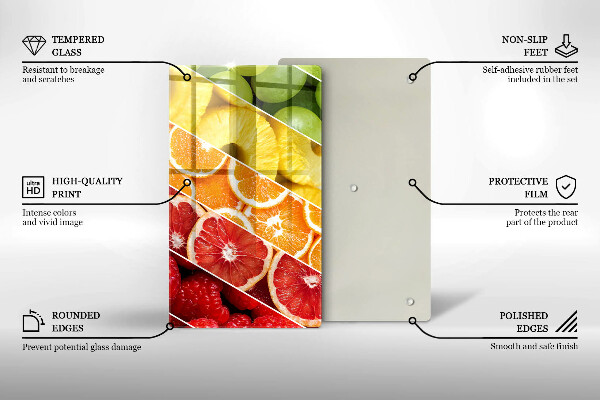 Glas Herdabdeckplatte Bunte Früchte