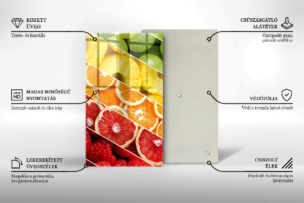Glas Herdabdeckplatte Bunte Früchte