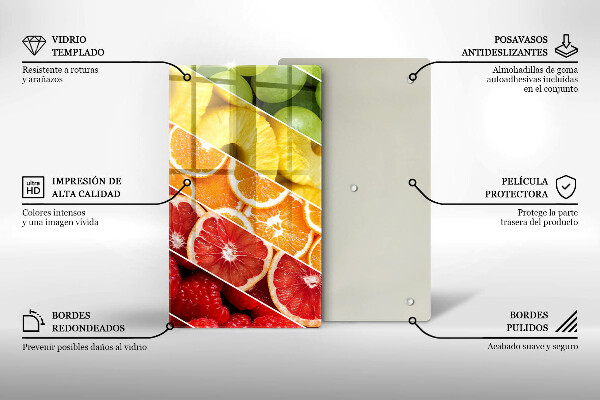 Glas Herdabdeckplatte Bunte Früchte