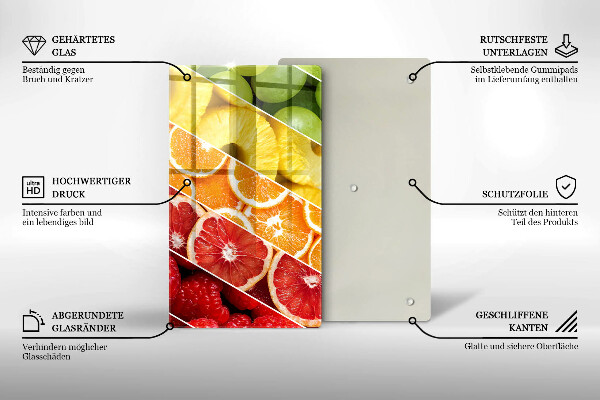 Glas Herdabdeckplatte Bunte Früchte